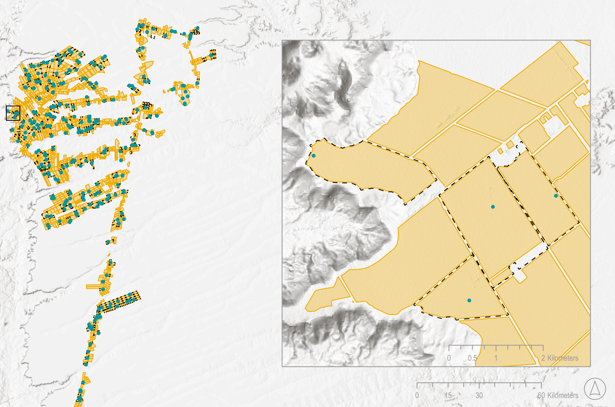 Examples of manually annotated samples (dotted lines) compared to ground truth samples (orange)